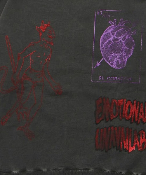 EMOTIONALLY UNAVAILABLE（エモーショナリー アンアベイラブル）の「EMOTIONALLY UNAVAILABLE EU PLAYING CARD CREW（スウェット・メンズ・ブラック/アイボリー・M）」の13枚目の写真