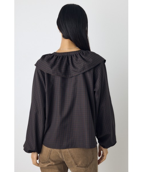 AZUL by moussy(アズールバイマウジー)の「レースアップラッフルブラウス 秋服 春服 無地 チェック デザイントップス(シャツ/ブラウス・レディース・ブラック/ブラウン系その他/アイボリー・FREE)」の19枚目の写真