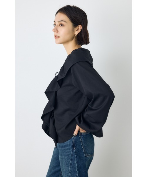 AZUL by moussy(アズールバイマウジー)の「レースアップラッフルブラウス 秋服 春服 無地 チェック デザイントップス(シャツ/ブラウス・レディース・ブラック/ブラウン系その他/アイボリー・FREE)」の8枚目の写真