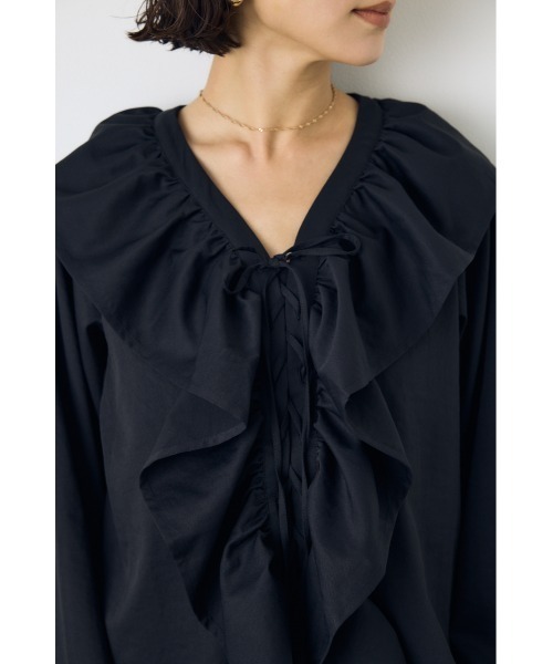 AZUL by moussy(アズールバイマウジー)の「レースアップラッフルブラウス 秋服 春服 無地 チェック デザイントップス(シャツ/ブラウス・レディース・ブラック/ブラウン系その他/アイボリー・FREE)」の11枚目の写真