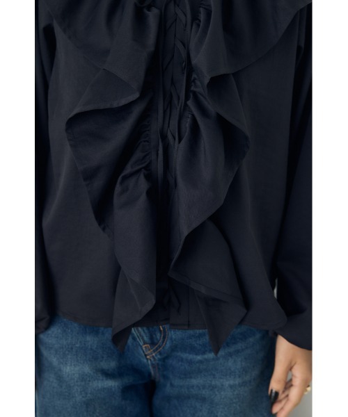 AZUL by moussy(アズールバイマウジー)の「レースアップラッフルブラウス 秋服 春服 無地 チェック デザイントップス(シャツ/ブラウス・レディース・ブラック/ブラウン系その他/アイボリー・FREE)」の13枚目の写真