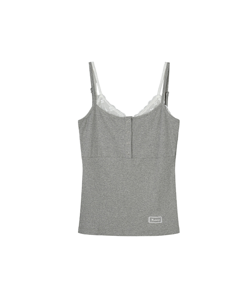 MELLOTORY（メロートリー）の「レースレイヤードノースリーブトップ (2色)（Tシャツ/カットソー・レディース・ブラウン/グレー・FREE）」の2枚目の写真