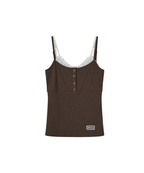 MELLOTORY（メロートリー）の「レースレイヤードノースリーブトップ (2色)（Tシャツ/カットソー・レディース・ブラウン/グレー・FREE）」の5枚目の写真