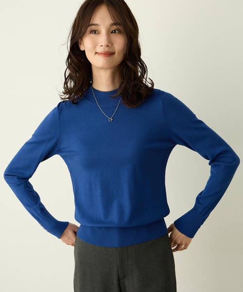 A/C DESIGN BY ALPHA CUBIC(エーシーデザインバイアルファキュービック)の「シルクミックスハイネックニットプルオーバー(ニット/セーター・レディース・ブルー/ブラック/ブラウン・M/L)」の4枚目の写真