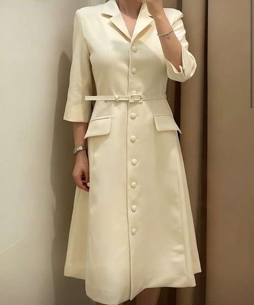 THEODORIC.dy(セオドリックディ)の「ジャケットライク ワンピース(1枚で完成するシルエット)(ワンピース・レディース・ブラック/アイボリー・MEDIUM/SMALL)」の6枚目の写真