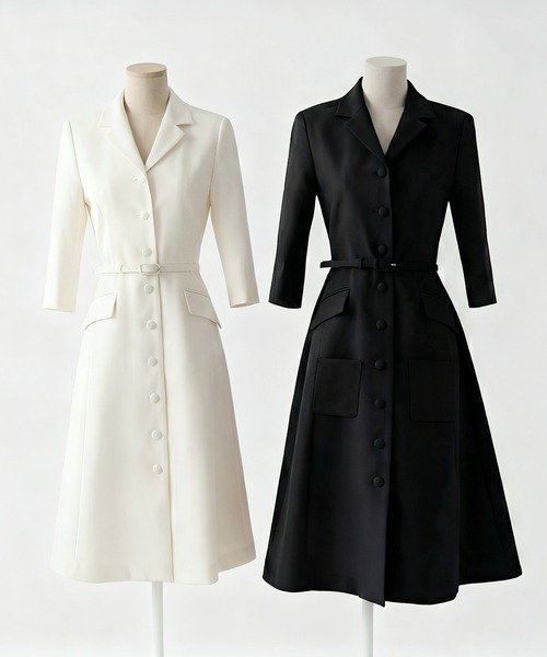 THEODORIC.dy(セオドリックディ)の「ジャケットライク ワンピース(1枚で完成するシルエット)(ワンピース・レディース・ブラック/アイボリー・MEDIUM/SMALL)」の8枚目の写真