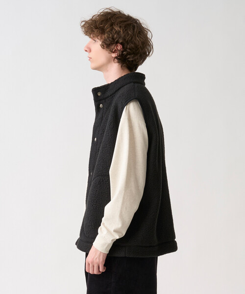 DANTON(ダントン)の「Men's Double Face Boa Stand Collar Vest(ベスト・メンズ・ベージュ/ブルー/チャコール/ブラック・M/L/XL)」の6枚目の写真