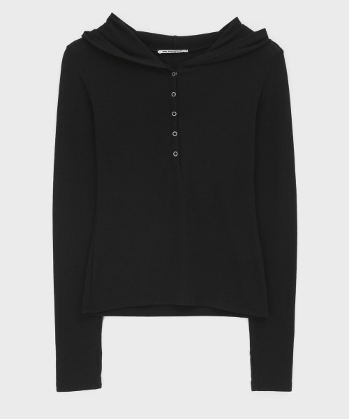 BLACKUP（ブラックアップ）の「[MADE] アキフードスナップ長袖Tシャツ（Tシャツ/カットソー・レディース・ブラック/オリーブ/ブルー・FREE）」の11枚目の写真