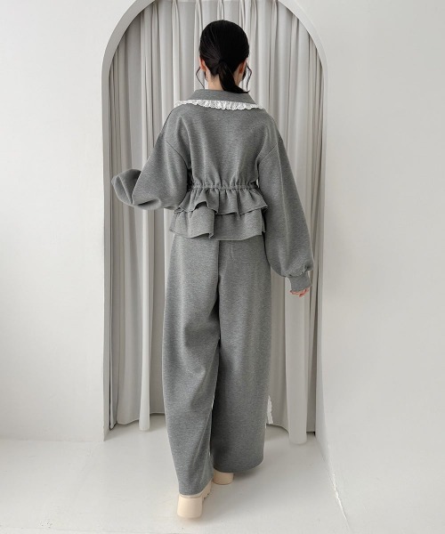 F i.n.t(フィント)の「【セットアップ対応】コットンレース使いペプラムスウェット/fint フィント(スウェット・レディース・グレー/ピンクベージュ・FREE)」の13枚目の写真