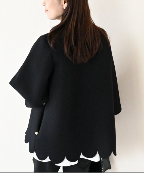 Neige（ネージュ）の「スカラップAラインジャケットコート（ノーカラーコート・レディース・ブラック/ピンクベージュ・ONE SIZE）」の19枚目の写真