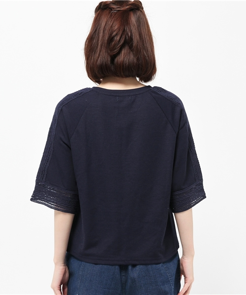 earth music&ecology（アースミュージックアンドエコロジー）の「【2016Summer】レースラグランスリーブカットプルオーバー（Tシャツ/カットソー・レディース・ネイビー/オフホワイト/ウッド・FREE）」の6枚目の写真