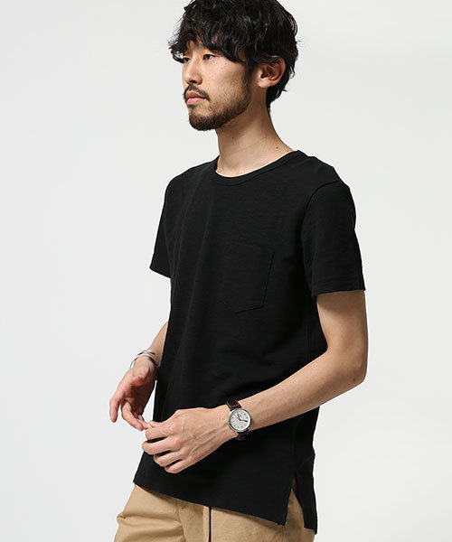 NANO universe(ナノユニバース)の「ムラ糸カノコ トールクルーTee S/S(Tシャツ/カットソー・メンズ・ホワイト/トップグレー/ブラック・SMALL/LARGE/MEDIUM)」の3枚目の写真