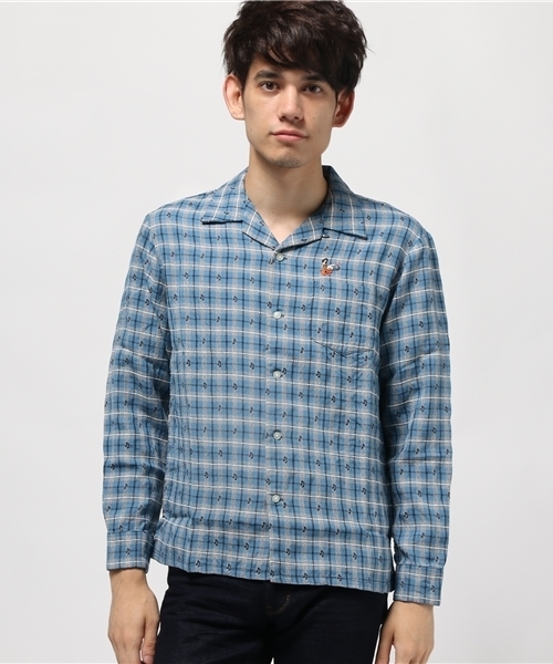 HYSTERIC GLAMOUR（ヒステリックグラマー）の「GIVE ME MUSIC TIGER刺繍長袖オープンカラーSH（シャツ/ブラウス・メンズ・レッド系その他/グリーン系その他/ブルー系その他・LARGE/MEDIUM/SMALL）」の11枚目の写真