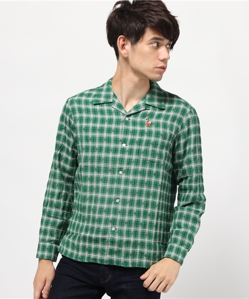 HYSTERIC GLAMOUR（ヒステリックグラマー）の「GIVE ME MUSIC TIGER刺繍長袖オープンカラーSH（シャツ/ブラウス・メンズ・レッド系その他/グリーン系その他/ブルー系その他・LARGE/MEDIUM/SMALL）」の13枚目の写真