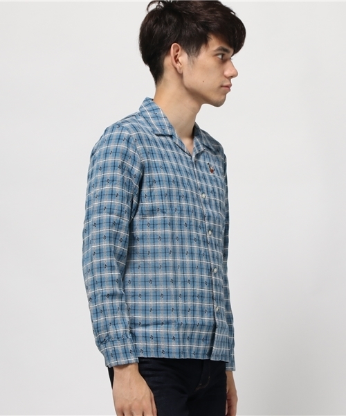 HYSTERIC GLAMOUR（ヒステリックグラマー）の「GIVE ME MUSIC TIGER刺繍長袖オープンカラーSH（シャツ/ブラウス・メンズ・レッド系その他/グリーン系その他/ブルー系その他・LARGE/MEDIUM/SMALL）」の4枚目の写真