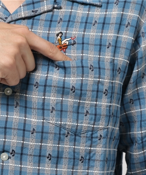 HYSTERIC GLAMOUR（ヒステリックグラマー）の「GIVE ME MUSIC TIGER刺繍長袖オープンカラーSH（シャツ/ブラウス・メンズ・レッド系その他/グリーン系その他/ブルー系その他・LARGE/MEDIUM/SMALL）」の8枚目の写真