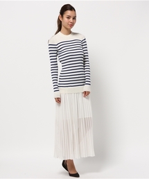 ERIKA CAVALLINI | ERIKA CAVALLINI semi-coutureリブボーダーニット×シフォンプリーツスカートワンピ(ワンピース)