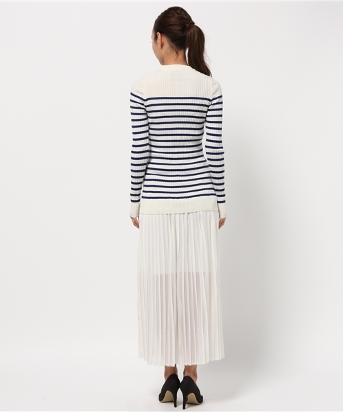 ERIKA CAVALLINI（エリカカヴァリー二）の「ERIKA CAVALLINI semi-coutureリブボーダーニット×シフォンプリーツスカートワンピ（ワンピース・レディース・その他・38）」の6枚目の写真