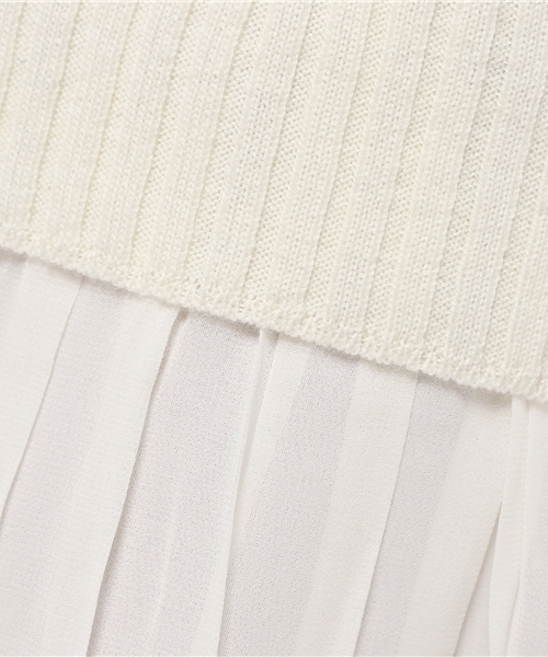 ERIKA CAVALLINI（エリカカヴァリー二）の「ERIKA CAVALLINI semi-coutureリブボーダーニット×シフォンプリーツスカートワンピ（ワンピース・レディース・その他・38）」の3枚目の写真