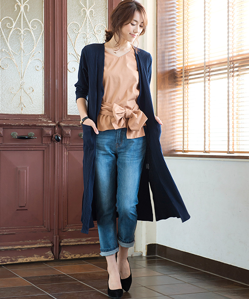 Pierrot（ピエロ）の「【美ゆるシルエット】テーパード デニム/レディース（デニムパンツ・レディース・ブルー/ネイビー/ライトブルー・S/M/L）」の16枚目の写真