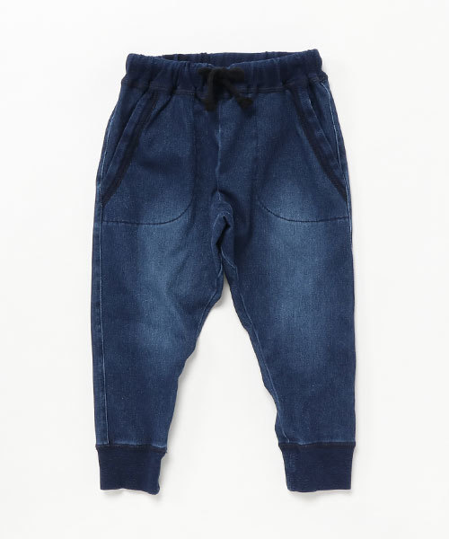 GLOBAL WORK（グローバルワーク）の「【キッズ】カットデニムリブパンツ/SS/740897（デニムパンツ・キッズ・ブルー/ネイビー・X-LARGE/LARGE/XX-LARGE/SMALL/MEDIUM）」の2枚目の写真