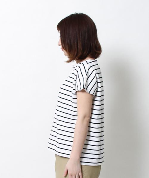 coen(コーエン)の「ボーダーフレンチスリーブカットソー(Tシャツ/カットソー・レディース・ブラック/オリーブ/レッド・LARGE/MEDIUM)」の17枚目の写真