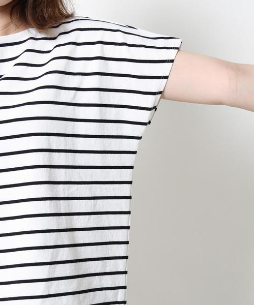 coen(コーエン)の「ボーダーフレンチスリーブカットソー(Tシャツ/カットソー・レディース・ブラック/オリーブ/レッド・LARGE/MEDIUM)」の19枚目の写真