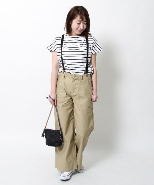 coen(コーエン)の「ボーダーフレンチスリーブカットソー(Tシャツ/カットソー・レディース・ブラック/オリーブ/レッド・LARGE/MEDIUM)」の21枚目の写真