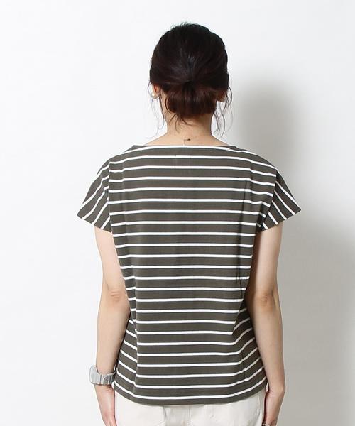 coen(コーエン)の「ボーダーフレンチスリーブカットソー(Tシャツ/カットソー・レディース・ブラック/オリーブ/レッド・LARGE/MEDIUM)」の22枚目の写真