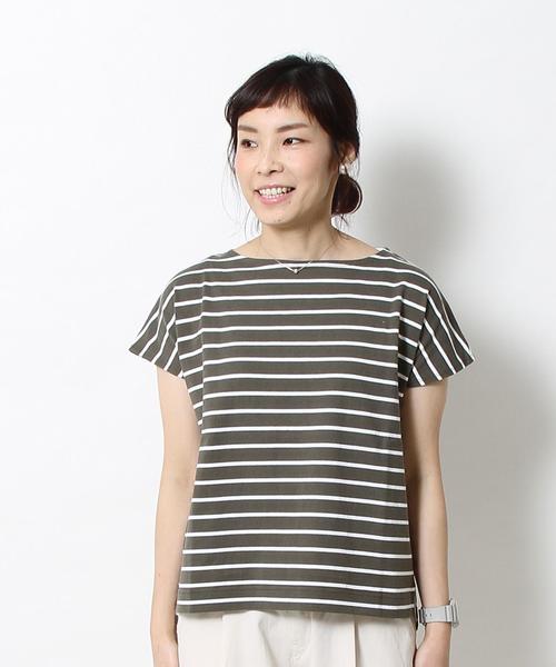 coen(コーエン)の「ボーダーフレンチスリーブカットソー(Tシャツ/カットソー・レディース・ブラック/オリーブ/レッド・LARGE/MEDIUM)」の11枚目の写真