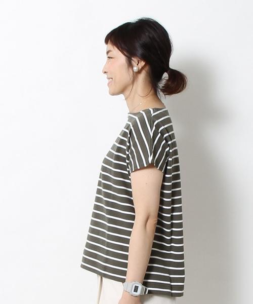 coen(コーエン)の「ボーダーフレンチスリーブカットソー(Tシャツ/カットソー・レディース・ブラック/オリーブ/レッド・LARGE/MEDIUM)」の12枚目の写真