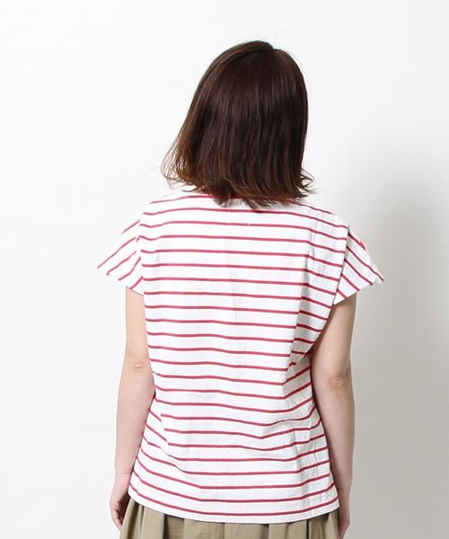 coen(コーエン)の「ボーダーフレンチスリーブカットソー(Tシャツ/カットソー・レディース・ブラック/オリーブ/レッド・LARGE/MEDIUM)」の16枚目の写真