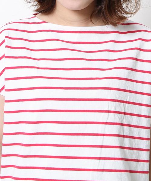 coen(コーエン)の「ボーダーフレンチスリーブカットソー(Tシャツ/カットソー・レディース・ブラック/オリーブ/レッド・LARGE/MEDIUM)」の7枚目の写真