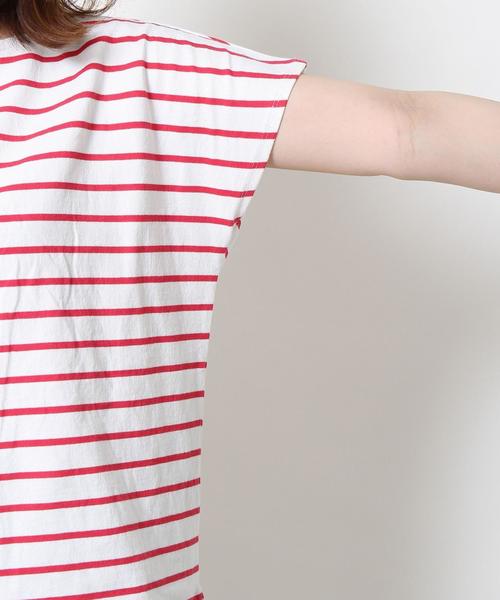 coen(コーエン)の「ボーダーフレンチスリーブカットソー(Tシャツ/カットソー・レディース・ブラック/オリーブ/レッド・LARGE/MEDIUM)」の8枚目の写真