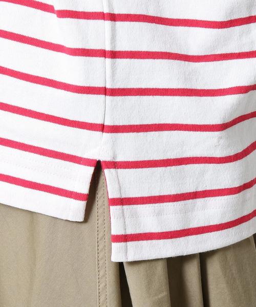 coen(コーエン)の「ボーダーフレンチスリーブカットソー(Tシャツ/カットソー・レディース・ブラック/オリーブ/レッド・LARGE/MEDIUM)」の9枚目の写真