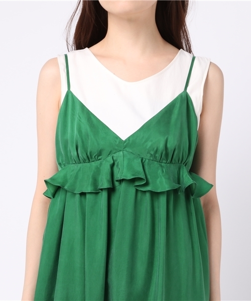 AMERICAN RAG CIE（アメリカンラグシー）の「AMERICAN RAG CIE フリルキャミソールワンピース（ワンピース・レディース・グリーン/キャメル・FREE）」の6枚目の写真