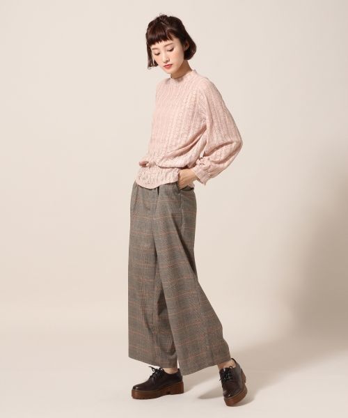 LOWRYS FARM（ローリーズファーム）の「ストライプレースハイネック　769227 （Tシャツ/カットソー・レディース・ブラック/カーキ/ピンク/オフホワイト・MEDIUM/LARGE）」の18枚目の写真