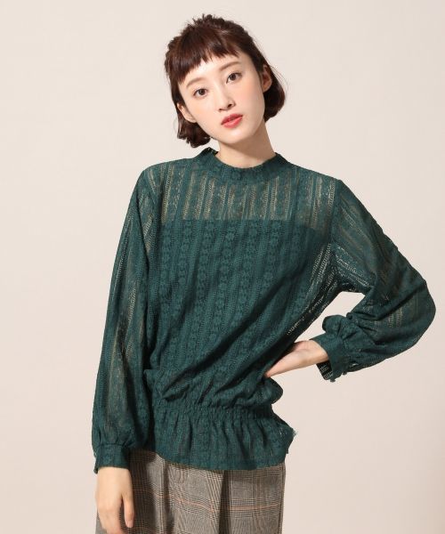 LOWRYS FARM（ローリーズファーム）の「ストライプレースハイネック　769227 （Tシャツ/カットソー・レディース・ブラック/カーキ/ピンク/オフホワイト・MEDIUM/LARGE）」の22枚目の写真