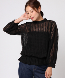 LOWRYS FARM | ストライプレースハイネック　769227 (Tシャツ/カットソー)