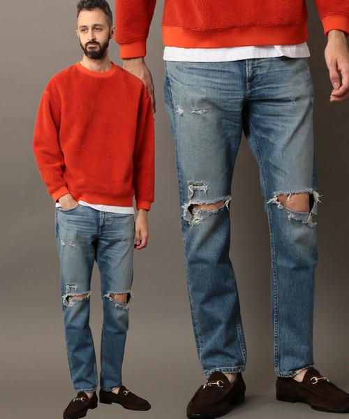 BEAUTY&YOUTH UNITED ARROWS(ビューティーアンドユースユナイテッドアローズ)の「BY クラッシュ スキニー デニムパンツ -MADE IN JAPAN- ◆(デニムパンツ・メンズ・ライトブルー・30inch/28inch/34inch/32inch)」の1枚目の写真