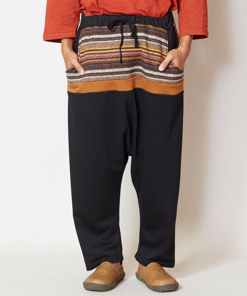 チャイハネ（チャイハネ）の「【チャイハネ】マルチボーダースウェットMEN'Sサルエルパンツ（スウェットパンツ・メンズ・キャメル/グレー/ブラック/グリーン/トップグレー/ワイン/ブラック系その他/マスタード・FREE）」の3枚目の写真