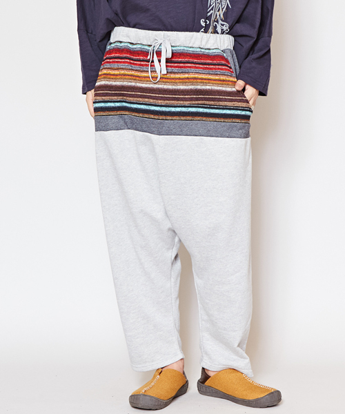 チャイハネ（チャイハネ）の「【チャイハネ】マルチボーダースウェットMEN'Sサルエルパンツ（スウェットパンツ・メンズ・キャメル/グレー/ブラック/グリーン/トップグレー/ワイン/ブラック系その他/マスタード・FREE）」の4枚目の写真