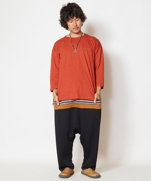 チャイハネ（チャイハネ）の「【チャイハネ】マルチボーダースウェットMEN'Sサルエルパンツ（スウェットパンツ・メンズ・キャメル/グレー/ブラック/グリーン/トップグレー/ワイン/ブラック系その他/マスタード・FREE）」の10枚目の写真