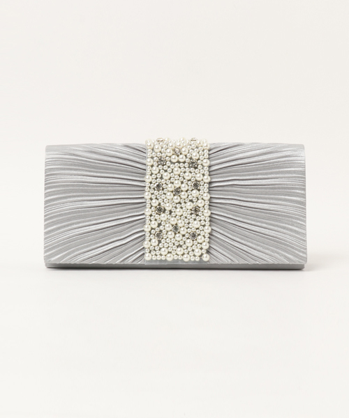STYLEBLOCK（スタイルブロック）の「ホワイトパールプリーツパーティークラッチバッグ（クラッチバッグ・レディース・シャンパン/グレー/ブラック/ワイン/ピンク/ゴールド・FREE）」の3枚目の写真