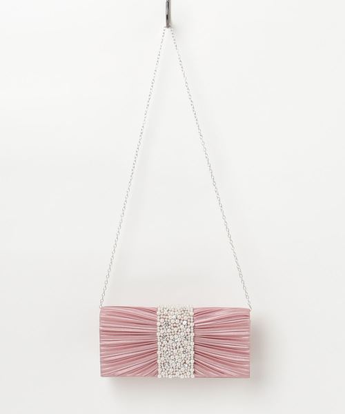 STYLEBLOCK（スタイルブロック）の「ホワイトパールプリーツパーティークラッチバッグ（クラッチバッグ・レディース・シャンパン/グレー/ブラック/ワイン/ピンク/ゴールド・FREE）」の4枚目の写真