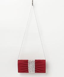 ホワイトパールプリーツパーティークラッチバッグ