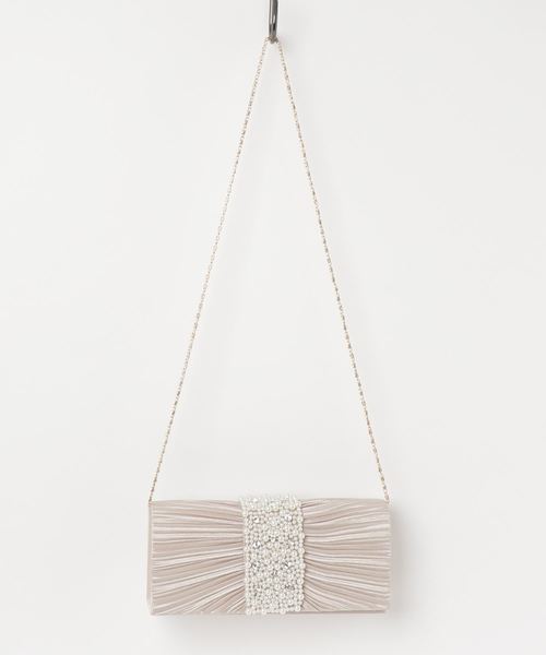 STYLEBLOCK（スタイルブロック）の「ホワイトパールプリーツパーティークラッチバッグ（クラッチバッグ・レディース・シャンパン/グレー/ブラック/ワイン/ピンク/ゴールド・FREE）」の5枚目の写真