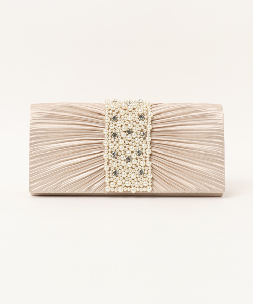 STYLEBLOCK（スタイルブロック）の「ホワイトパールプリーツパーティークラッチバッグ（クラッチバッグ・レディース・シャンパン/グレー/ブラック/ワイン/ピンク/ゴールド・FREE）」の6枚目の写真