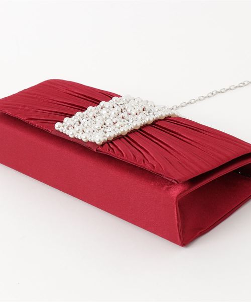 STYLEBLOCK（スタイルブロック）の「ホワイトパールプリーツパーティークラッチバッグ（クラッチバッグ・レディース・シャンパン/グレー/ブラック/ワイン/ピンク/ゴールド・FREE）」の8枚目の写真