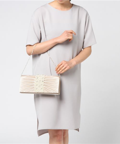 STYLEBLOCK（スタイルブロック）の「ホワイトパールプリーツパーティークラッチバッグ（クラッチバッグ・レディース・シャンパン/グレー/ブラック/ワイン/ピンク/ゴールド・FREE）」の13枚目の写真